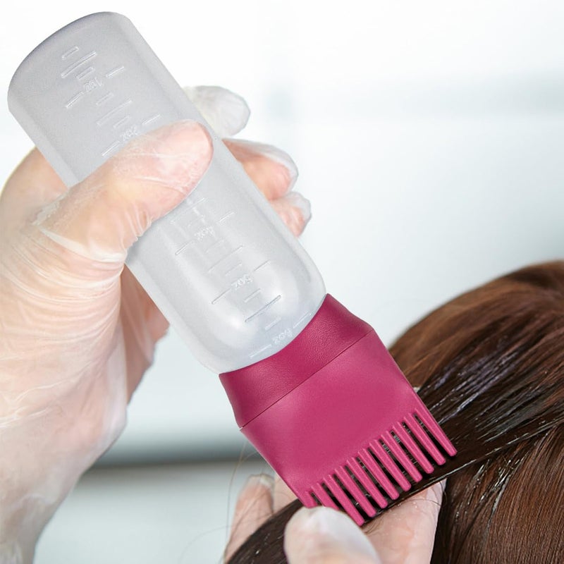 ELANE 4 Pack Root Comb Applicator Bottle, Oil Comb Applicator for Hair Dye, Shampoos, Salons. (Grey+Red) - Image 4